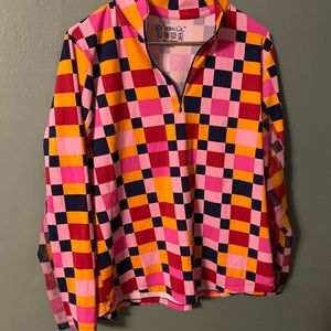 IB KUL Red Checkered Golf Top Sz L